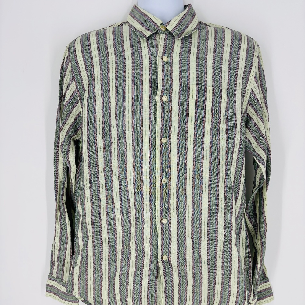 Pre-Owned Men's Arnold Zimberg Striped Shirt Long Sleeve Casual Button Up Size:M